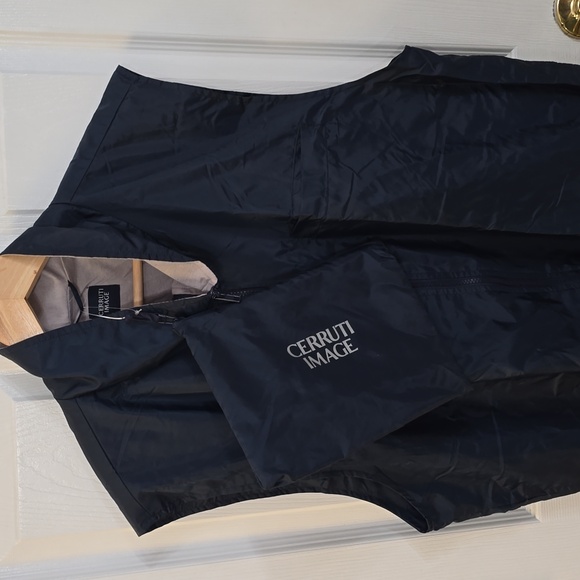 Vintage Cerruti Image Men's Full Zip Vest With Pouch Blue Drawstring Size Large* - Picture 5 of 17